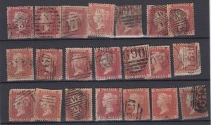 GB QV 1d Red Stars Unchecked Collection Of 21 Fine Used BP5930