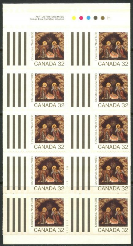 CANADA Sc#1225a 1988 32c Christmas GREET MORE Booklet of 10 OG Mint NH