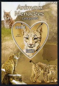 Gabon 2012 Endangered Species - Iberian Lynx perf souveni...