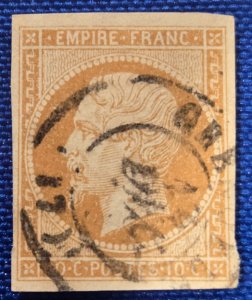 France-Scott #14, Used, Emperor Napoleon III, CV $6.50