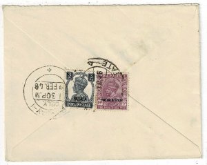 India (Patiala) 1948 Mansa cancel on cover, mixed reigns