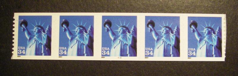 Scott 3477, 34c Statue of Liberty, PNC5, #4444, MNH