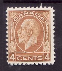 Canada-Sc#198-Unused 4c NH ochre KGV Medallion-1932-id441-