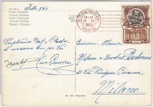 54125 - VATICAN - Postal History: POSTCARD with cancellation RED 1961-