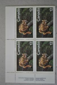 CANADA 1977 Plate Block Stamp  #732 12¢ ENDANGERED WILDLIFE Eastern Cougar MNH 