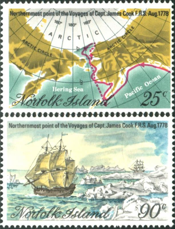 Norfolk Island 1978 SG213-214 Captain Cook voyages set MNH