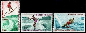 HERRICKSTAMP FRENCH POLYNESIA Sc.# 267-69 Water Skiing Mint NH Stamps