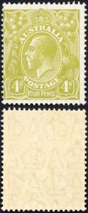 Australia SG91 4d Yellow-olive Perf 14 Small Multiple Wmk KGV Head Superb M/M