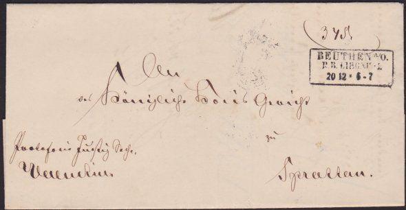 POLAND 1860 cover - folded entire ex BEUTHEN................................1559