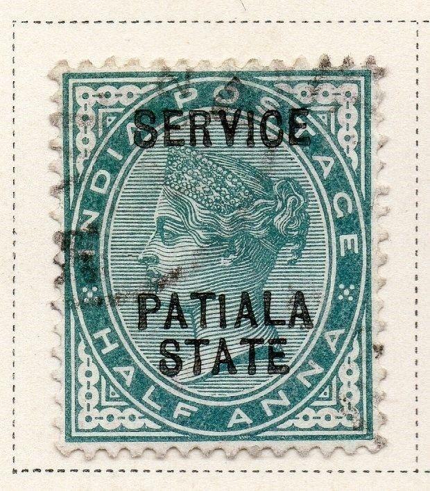 Indian States Patiala 1891-1900 Early Issue Fine Used 1/2a. Optd 074808