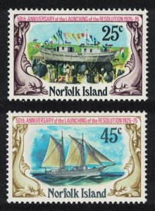 Norfolk Schooner Resolution 2v 1975 MNH SC#192-193 SG#170-171