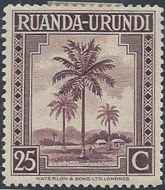 Ruanda-Urundi 72 (mhr) 25c oil palms, brn vio (1942)