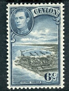 CEYLON; 1938 early GVI Pictorial issue fine Mint hinged Shade of 6c. value
