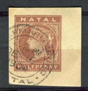 NATAL; 1890s-00s classic QV issue used POSTAL STATIONARY Postmark PIECE