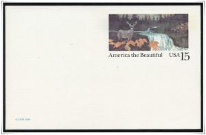 SC#UX133 15¢ Deer & Waterfall Postal Card Mint 