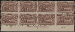 MALACK 234 F/VF+ OG H, Plate Block of 8, well center..MORE.. pb3515