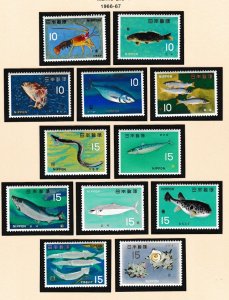 Japan # 860-871, Marine Life - Fish, Mint LH, 1/3 Cat.