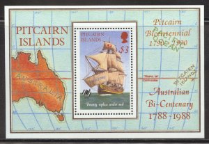 Pitcairn Islands Scott 297 MNHOG - 1988 Australia Bicentennial S/S - SCV $7.00