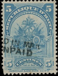 HAÏTI - 5c (1899) MiNr.51/Yv 54 CANCELLED NOT ENCLOSED IN MAIL/TAXED AS UNPAID