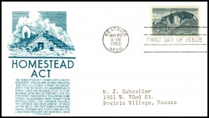 US 1198 Homestead Act C Anderson Blue Typed FDC