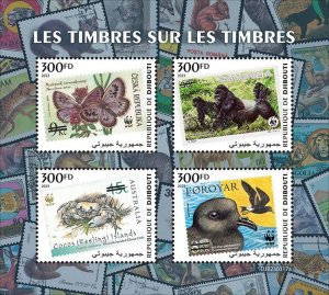 DJIBUTI - 2023 - Stamps on Stamps, WWF - Perf 4v Sheet - Mint Never Hinged