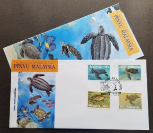 *FREE SHIP Malaysia Turtles 1990 Ocean Marine Life (FDC) *concordance PMK *rare