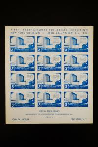 US 1956 5th World Stamp Expo Imperf Official Poster Stamp Company Sheets