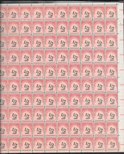 #J88 MNH Sheet 1959 1/2c POSTAGE DUE (my127)