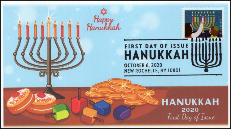 20-234, 2020, Hanukkah, First Day Cover, Pictorial Postmark, Holiday