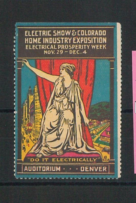 552 -  VINTAGE  POSTER STAMP Label - USA: ELECTRIC EXPOSITION  Denver