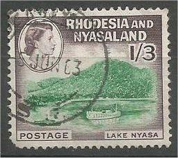 RHODESIA & NYASALAND, 1959, used 1sh3p, Ship, Scott 166