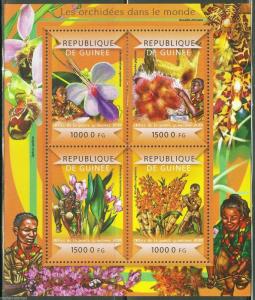 GUINEA 2015 ORCHIDS OF THE WORLD & SCOUTS  SHEET MINT NH