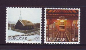 Faroe Islands Sc 328-9 1997 Hvalvik Church stamp set mint NH