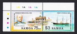 Samoa Berlin Wall Treaty of Berlin Corner pair 1990 MNH SC#773-774 SG#844-845