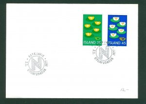 Iceland. FDC 1977 Norden IV. Protection Environment. Flowers. 35+45 Kr.