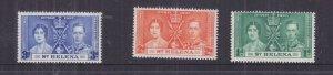 St. HELENA, 1937 Coronation set of 3, mnh..