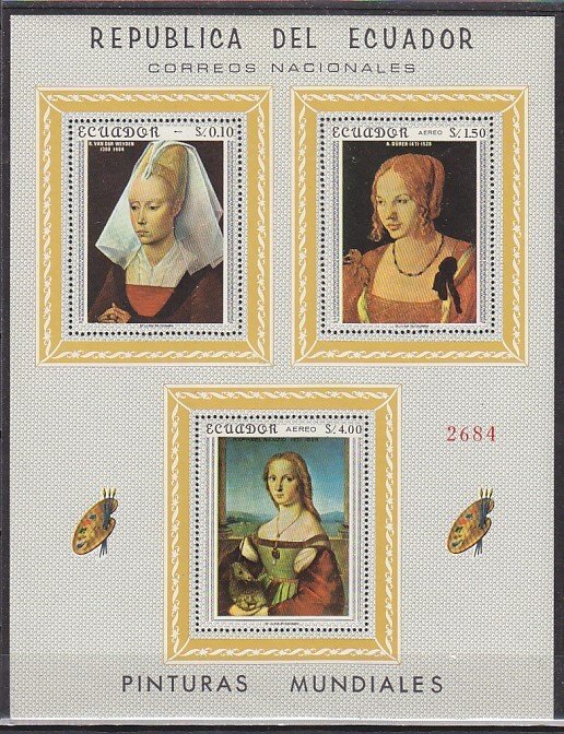 Ecuador, Scott cat. 763 F. Women in Art s/sheet.