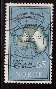 Norway Scott 357 Used stamp with Antarctic map