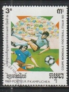 1989 Cambodia - Sc 922 - used VF - 1 single - World Cup Soccer