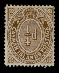 CAYMAN ISLANDS EDVII SG38, ¼d brown, M MINT.