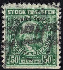 RD148 50¢ Stock Transfer Stamp (1943) Cut Cancelled