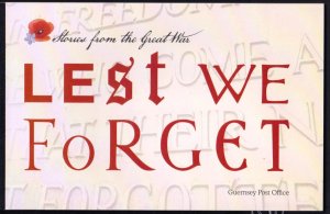 Guernsey UK 2018 War WWI Lest we Forget Prestige Booklet MNH