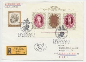 Registered cover / Postmark Austria 1991 Wolfgang Amadeus Mozart - Composer