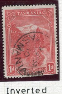 TASMANIA; 1899 early pictorial issue fine used Shade of 1d. INVERTED WMK