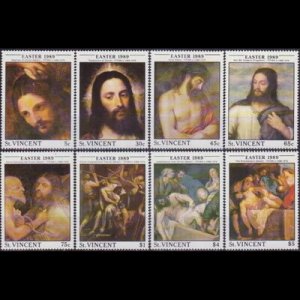 ST.VINCENT 1989 - Scott# 1153-60 Titian Paintings Set of 8 NH
