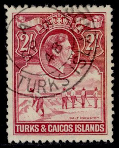 TURKS & CAICOS ISLANDS GVI SG203a, 2s brt rose-carmine, FINE USED. Cat £23. CDS