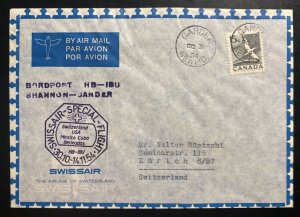 1954 Gander Newfoundland First Flight Airmail Cover To Switzerland 135 Carried