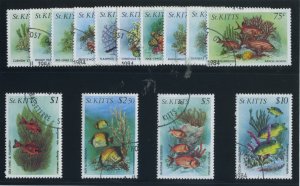 St Kitts-Nevis - St Kitts 1984 'Marine Life' set VFU. SG 143-156. Sc 139-152.