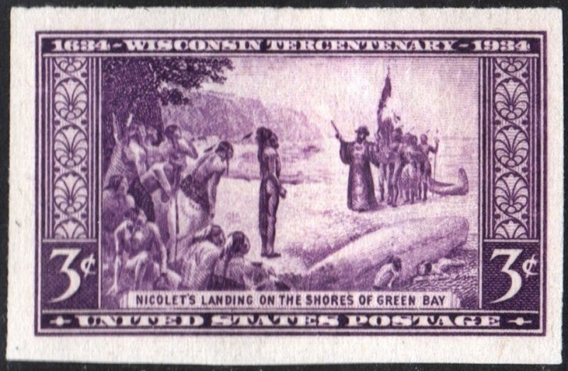 SC#755 3¢ Wisconsin Issue Single (1934) NGAI