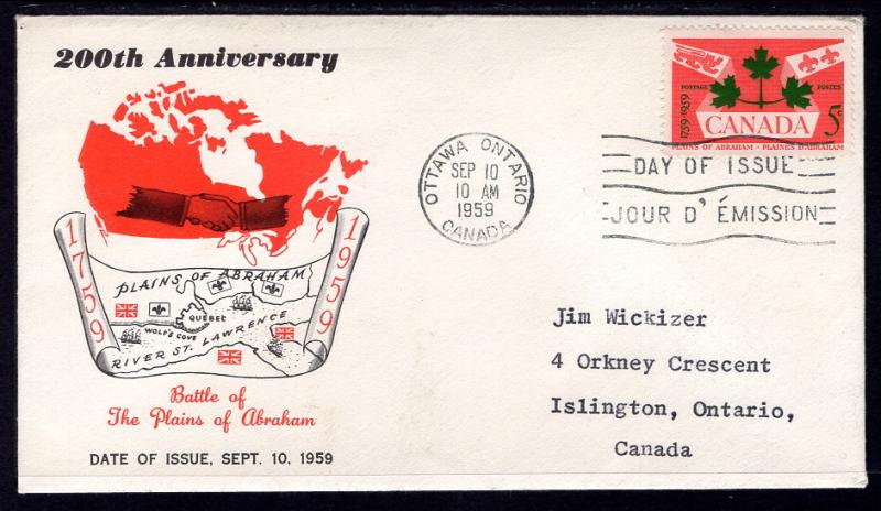 Canada 388 Battle of the Plains of Abraham Typed FDC